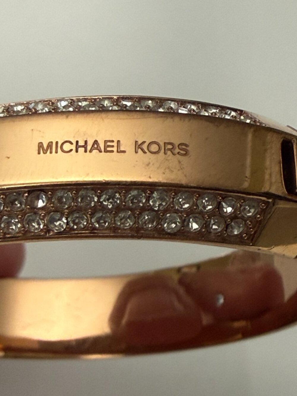 Michael Kors Brilliance Pave Logo Plaque Hinged Bangle Bracelet - Picture 16 of 16